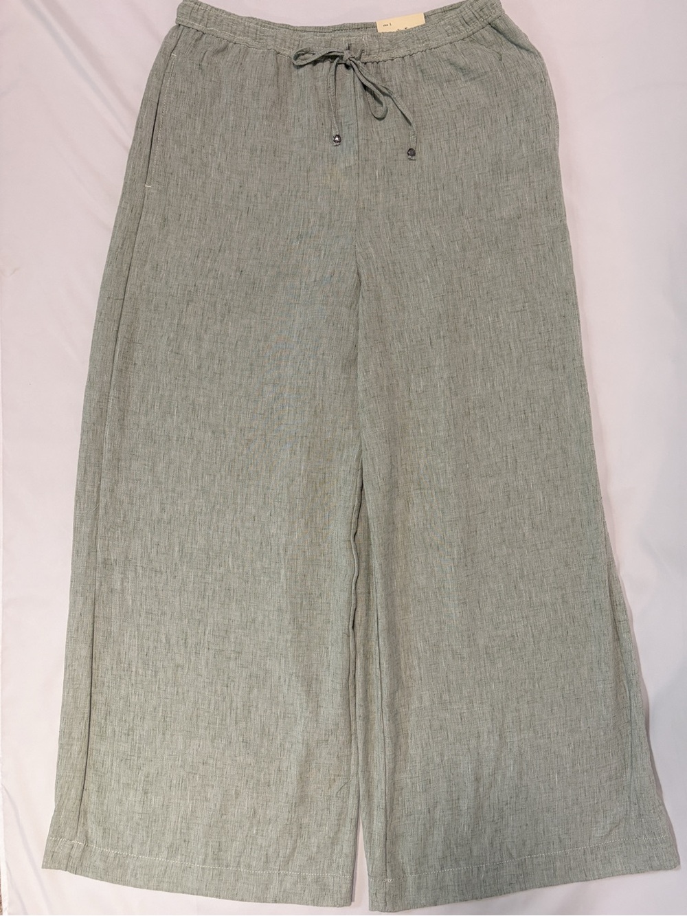 Max Studio Sage Green Flowy Wide Leg Drawstring Pants NWT L